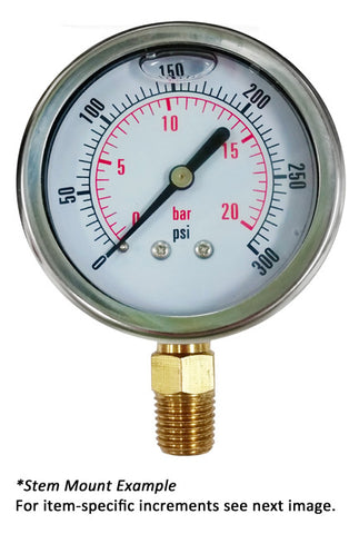 2.5" Gauge - Bottom Mount (30"Hg - 0 psi) - Liquid-filled - CF1V-000A