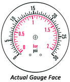 2.5" Dry Gauge - Center Back (0 - 30 psi) - CDS-1P-002D